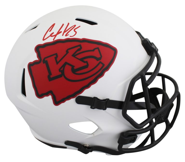 Chiefs Clyde Edwards-Helaire Signed Lunar Full Size Speed Rep Helmet BAS Witness