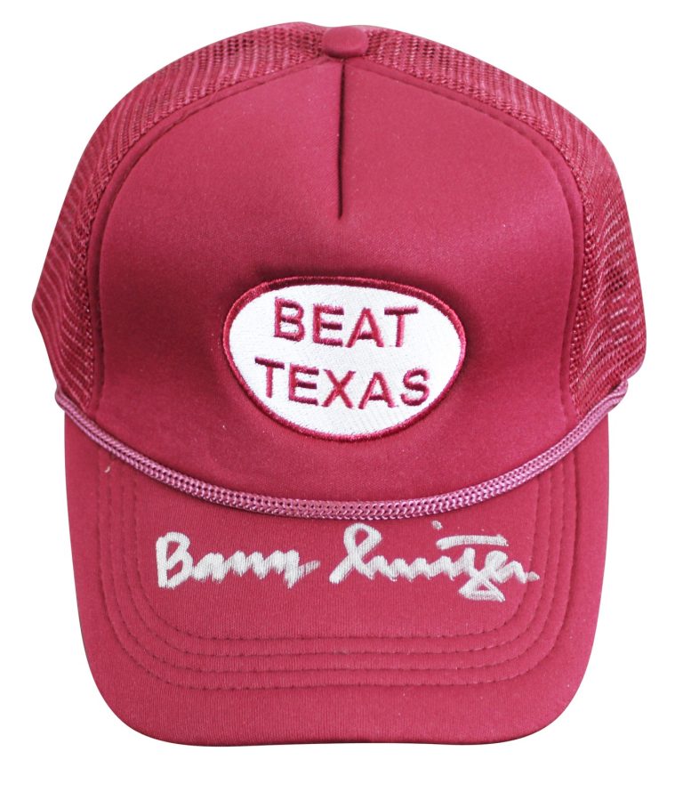 Oklahoma Barry Switzer Authentic Signed Maroon Beat Texas Hat Autographed BAS W