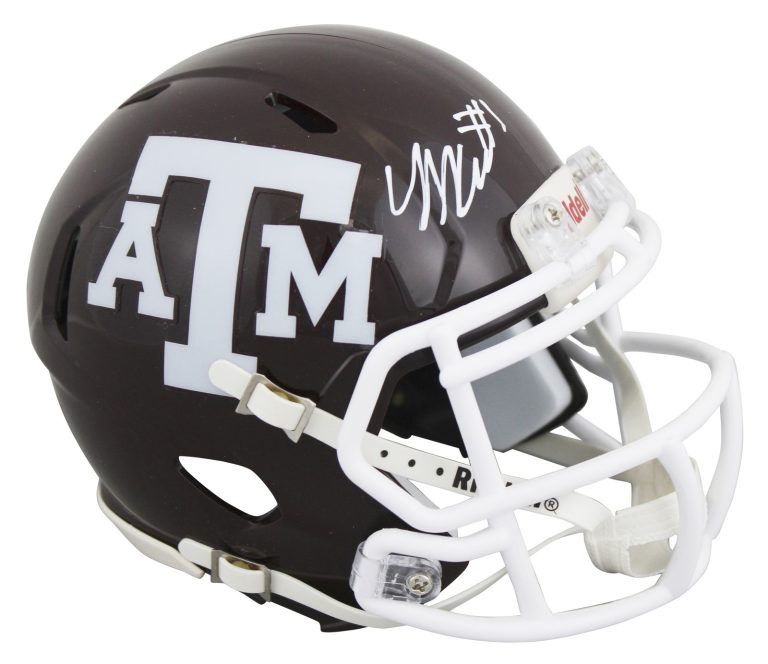 Texas A&M Mario Craver Authentic Signed Speed Mini Helmet BAS Witnessed 4W040080