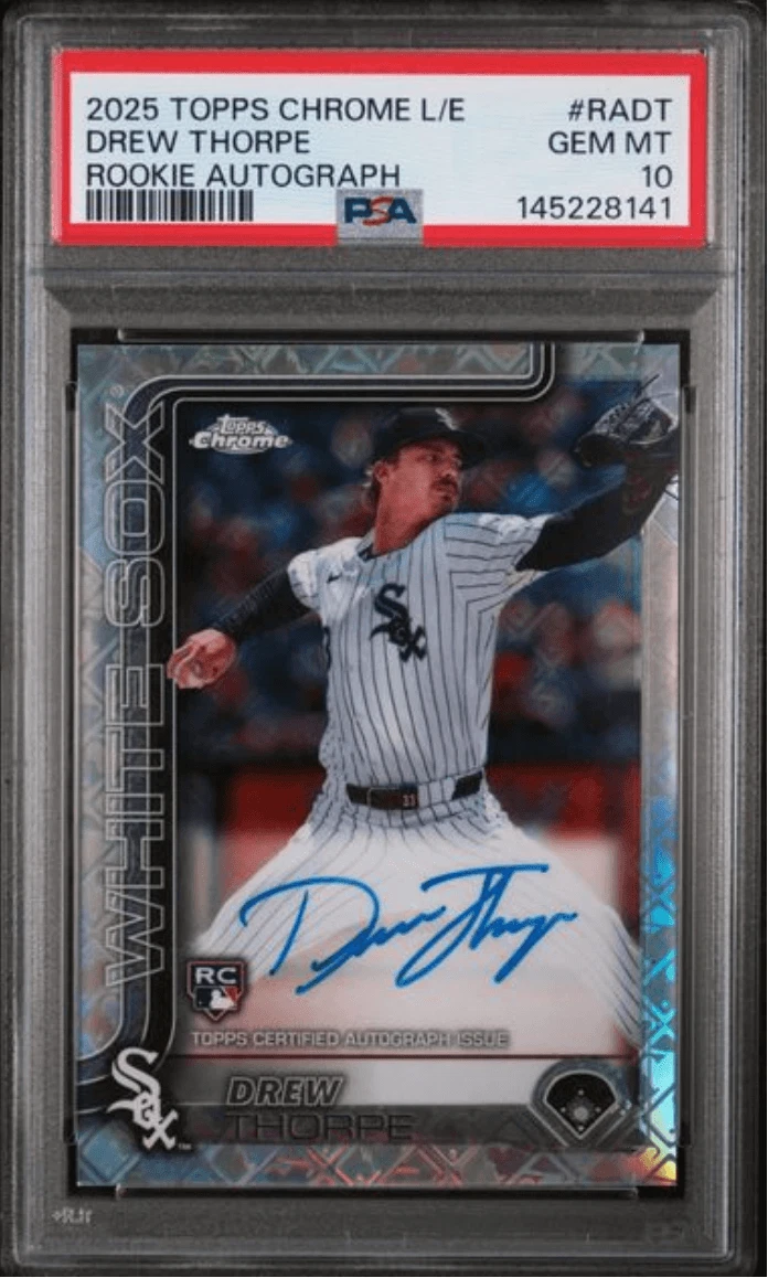 Graded 2025 Topps Chrome L/E Drew Thorpe #RAFT Rookie Auto RC Card PSA 10