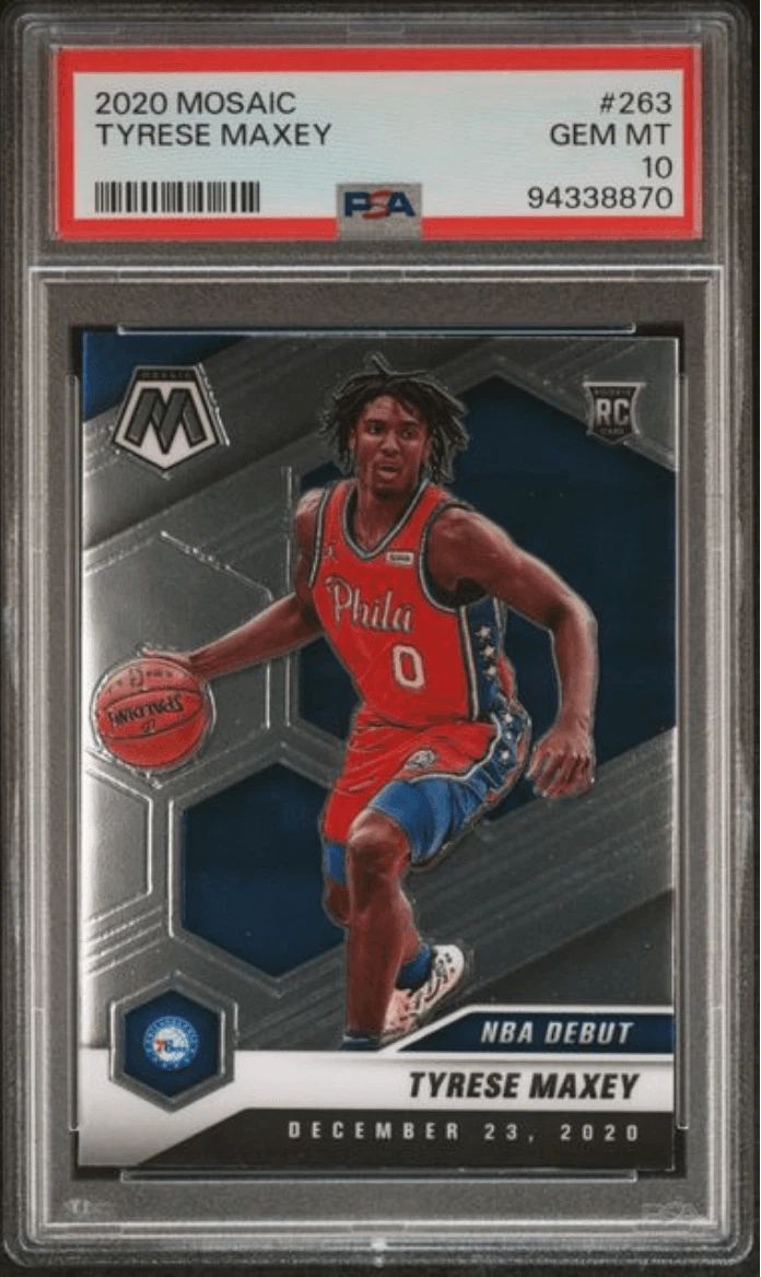 Graded 2020 Panini Mosaic Tyrese Maxey #263 Rookie Basketball Card PSA 10