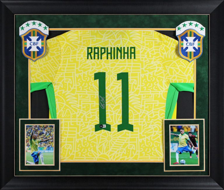 Brazil Raphinha Authentic Signed Yellow Framed Jersey Autographed BAS #BH062490