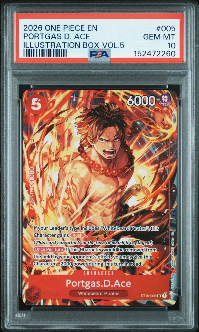 Graded 2026 One Piece Portgas D Ace #005 ST15 Trading Card PSA 10 Gem Mint