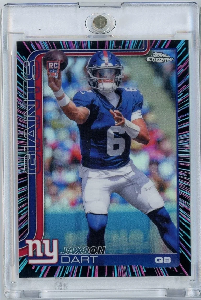 Graded 2025 Topps Chrome Jaxson Dart #306 Neon Pulse Refractor Rookie Card