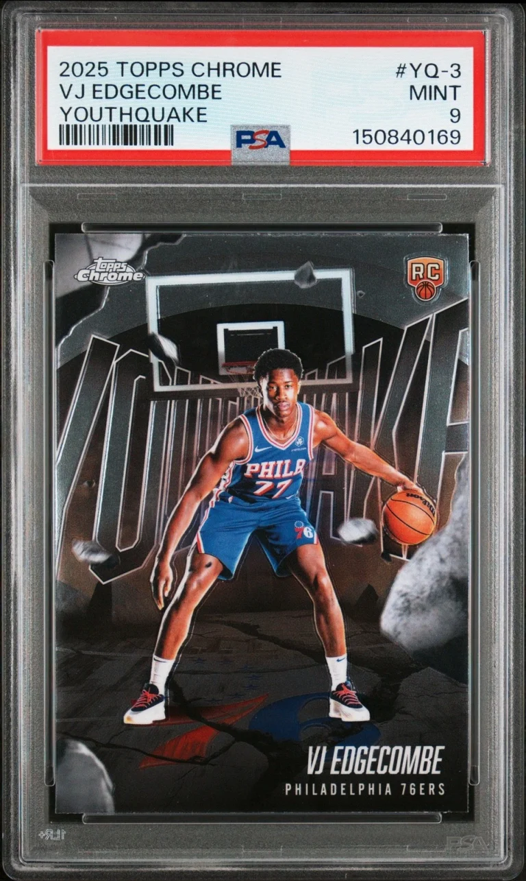 Graded 2025 Topps Chrome VJ Edgecombe #YQ3 Youthquake Rookie Card PSA 9