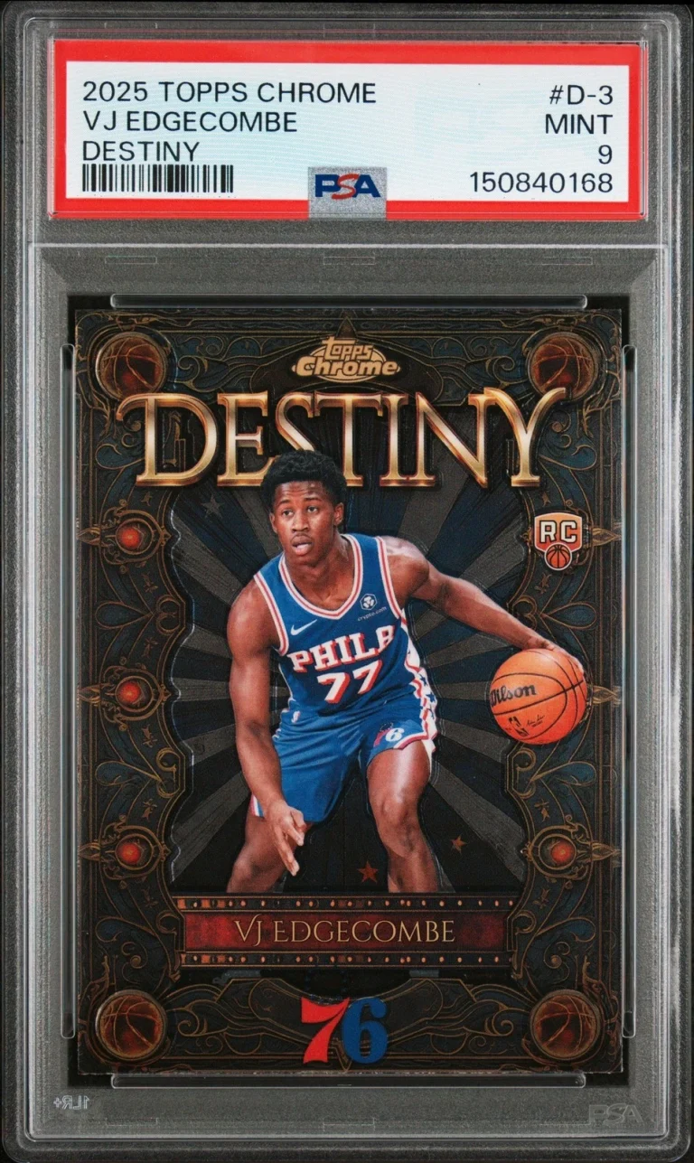 Graded 2025 Topps Chrome VJ Edgecombe #D3 Destiny RC Basketball Card PSA 9