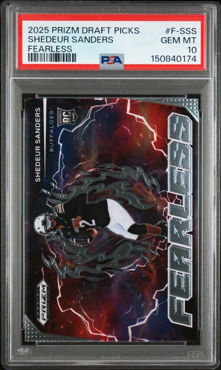 Graded 2025 Prizm DP Shedeur Sanders #FSSS Fearless RC Football Card PSA 10