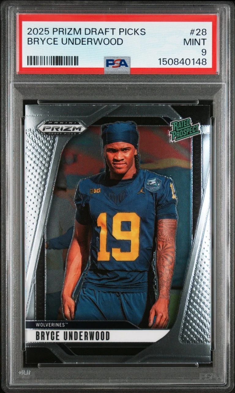 Graded 2025 Prizm DP Bryce Underwood #28 Rookie RC Football Card PSA 9