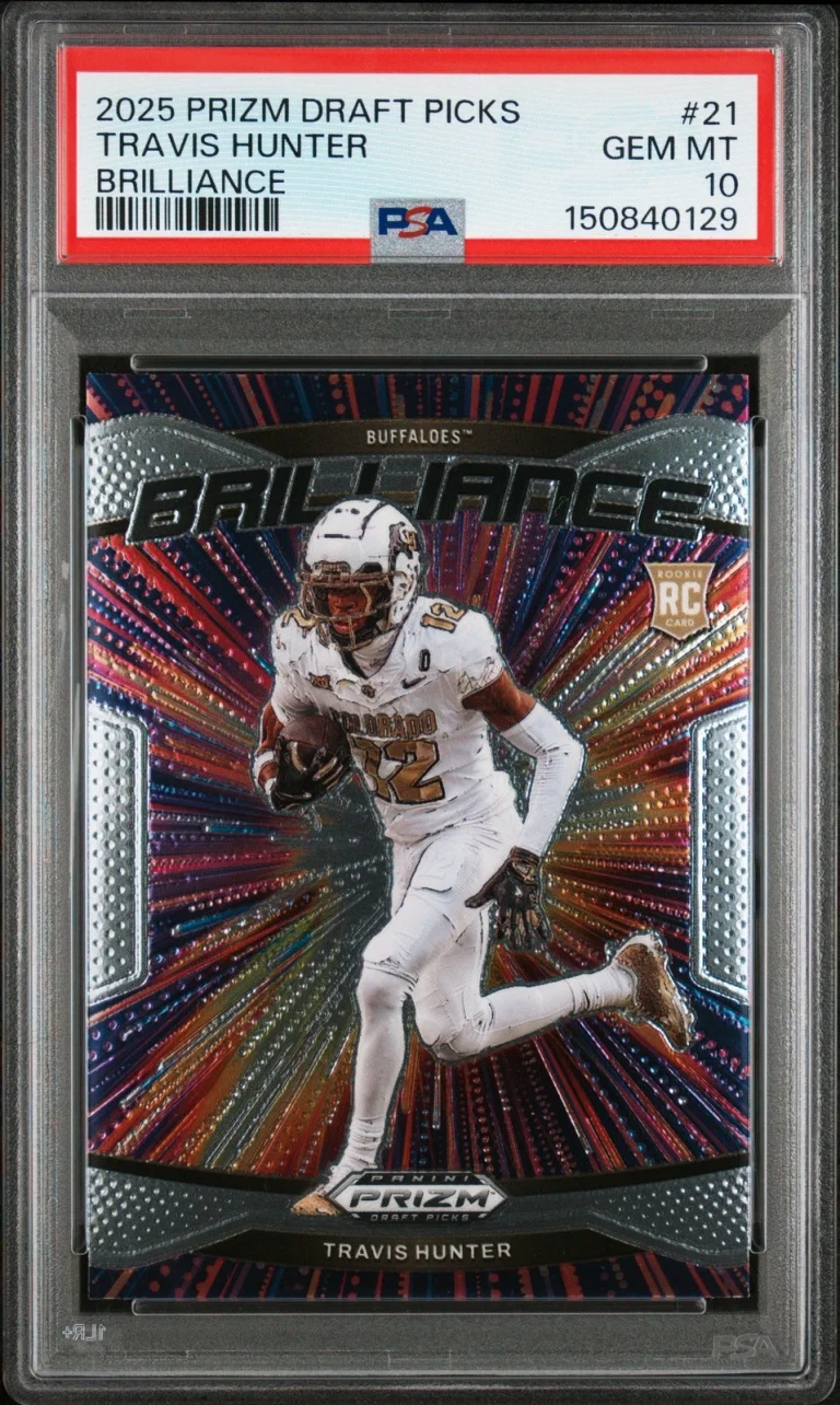Graded 2025 Prizm DP Travis Hunter #21 Brilliance RC Football Card PSA 10