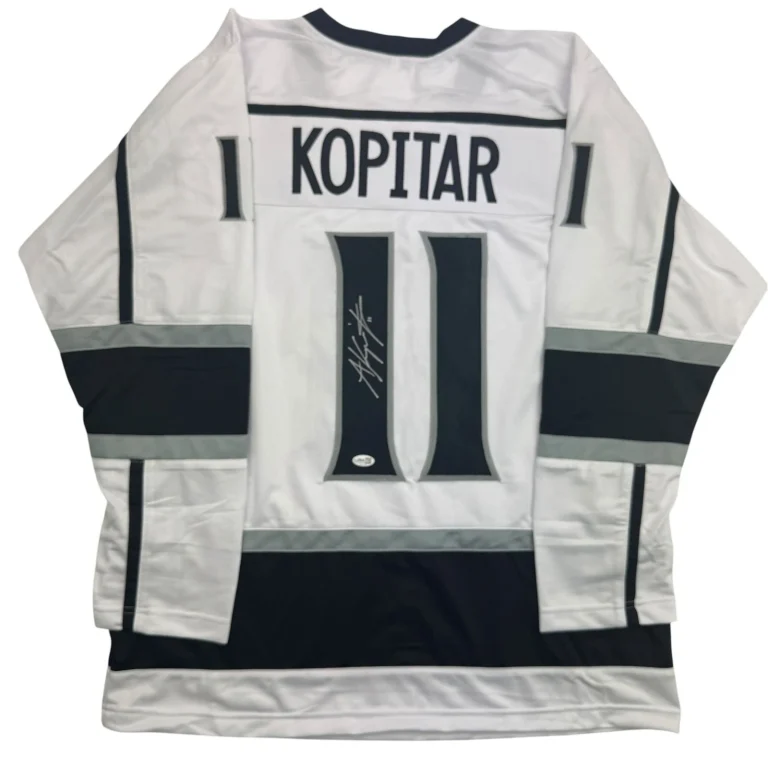 Autographed/Signed Anze Kopitar Los Angeles White Hockey Jersey JSA COA