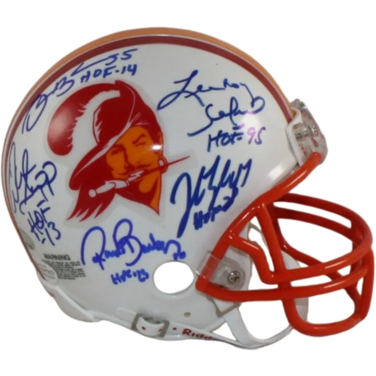 Lee Roy Selmon +4 Tampa Bay Buccaneers Signed 75-96 Mini Helmet Beckett 57282