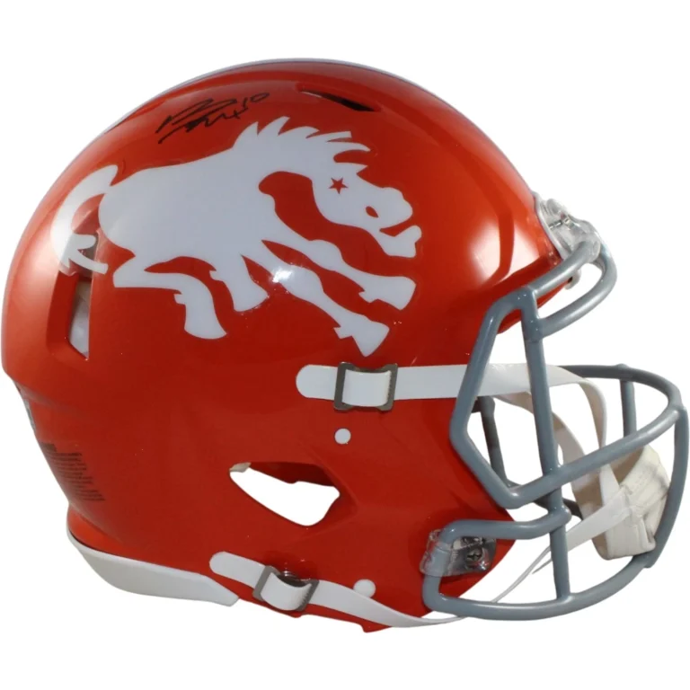 Bo Nix Autographed Denver Broncos Authentic 1966 TB Helmet Beckett Witness 57266