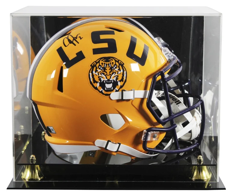 LSU Justin Jefferson Signed Yellow Full Size Speed Rep Helmet W/ Case BAS Wit