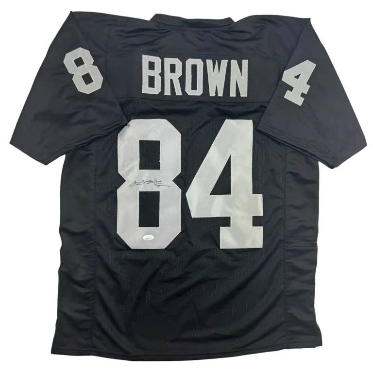 Autographed/Signed Antonio Brown Oakland Las Vegas Black Football Jersey JSA COA