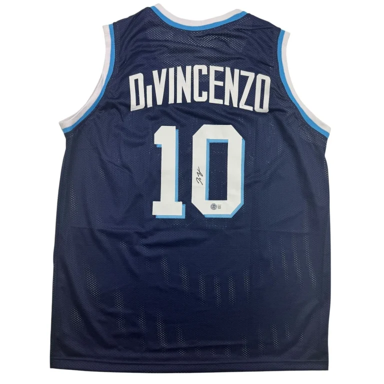 Autographed/Signed Donte DiVincenzo Villanova Blue College Jersey BAS COA