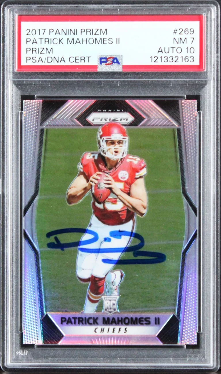Patrick Mahomes Signed 2017 Panini Prizm Silver #269 RC Card 8 Auto 10 PSA Slab