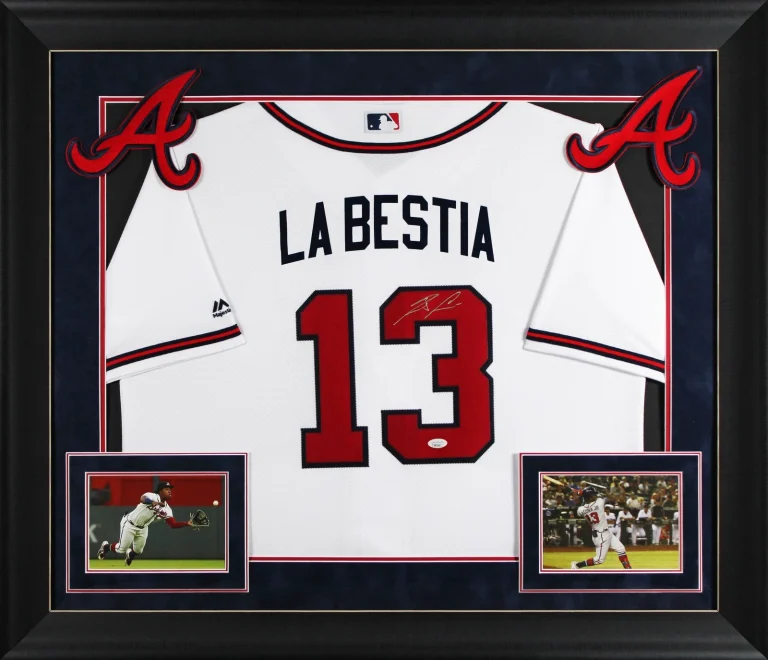 Braves Ronald Acuna Jr. Signed White Majestic Framed Jersey JSA 5