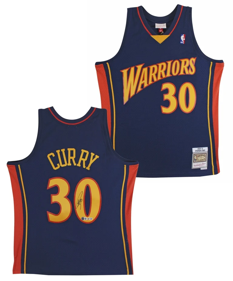 Warriors Stephen Curry Authentic Signed Navy Blue M&N HWC Swingman Jersey BAS