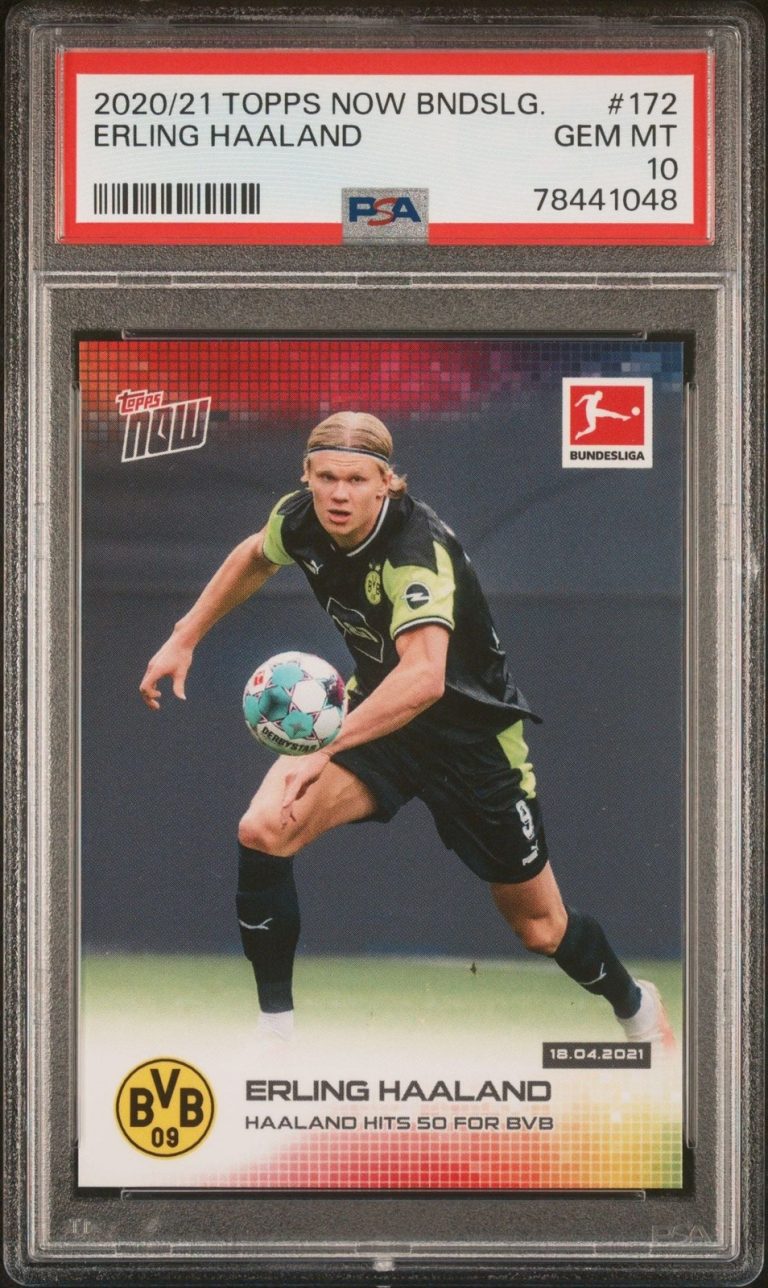 Graded 2020 Topps Now Bundesliga Erling Haaland 172 Hits 50 BVB Card PSA 10