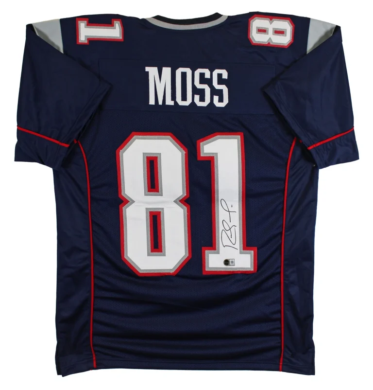 Randy Moss Authentic Signed Navy Blue Pro Style Jersey Autographed BAS Witnessed