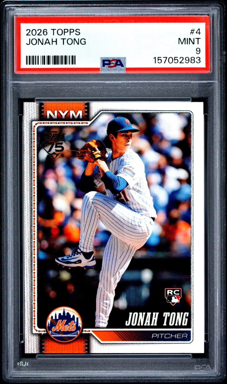 Graded 2026 Topps Jonah Tong #4 Rookie RC Card PSA 9