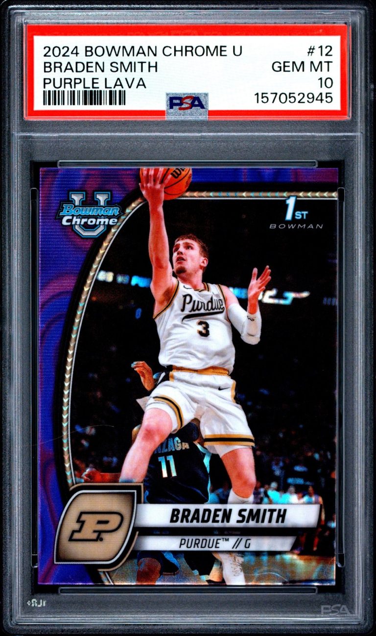 Graded 2024 Bowman U Chrome Braden Smith #12 Purple Lava Rookie Card PSA 10