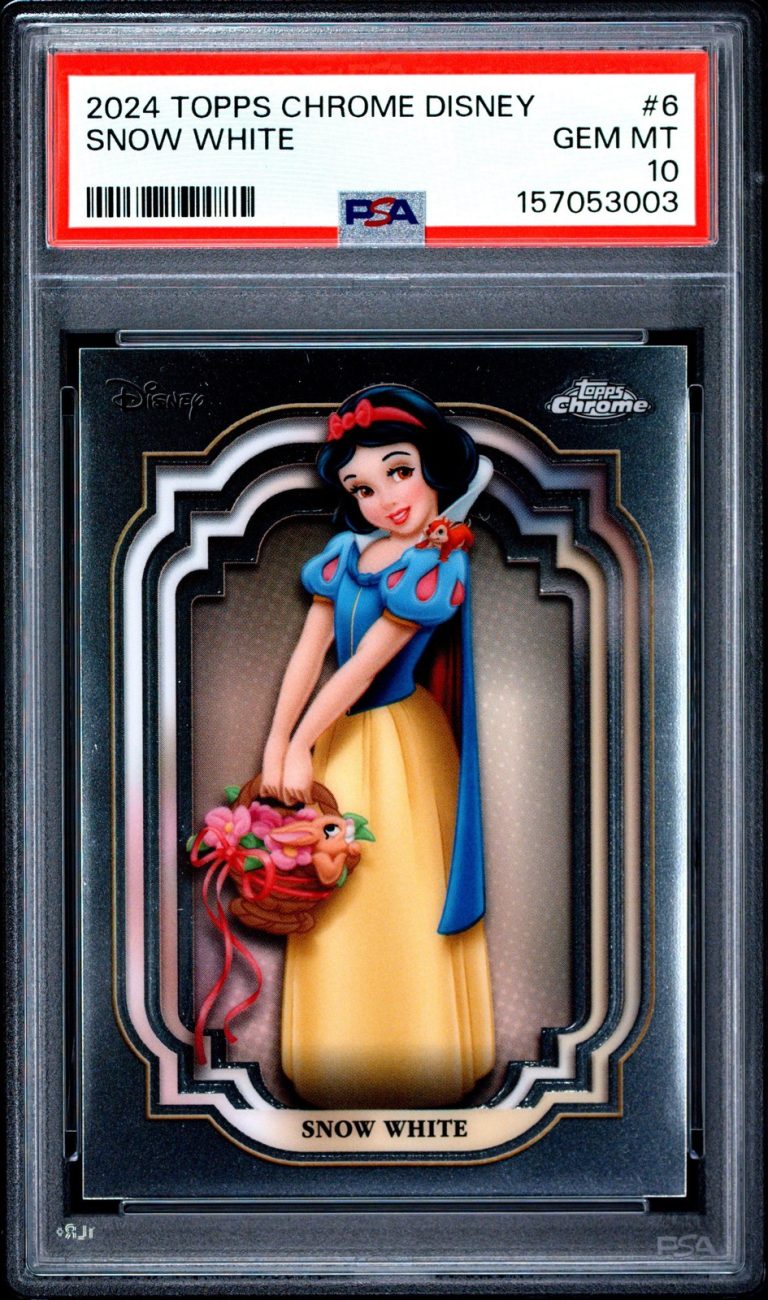 Graded 2024 Topps Chrome Disney Snow White #6 Seven Dwarfs Card PSA 10