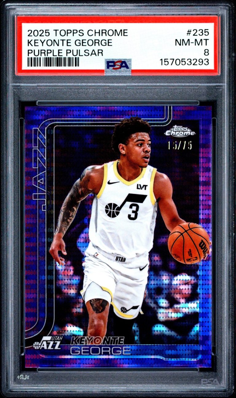 Graded 2025 Topps Chrome Keyonte George #235 Purple Pulsar /75 Card PSA 8