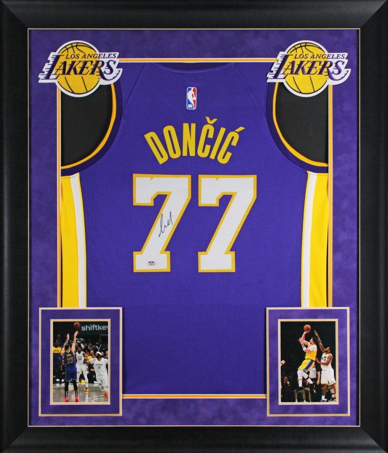 Lakers Luka Doncic Signed Purple Nike Swingman Framed Jersey PSA/DNA #AP94192