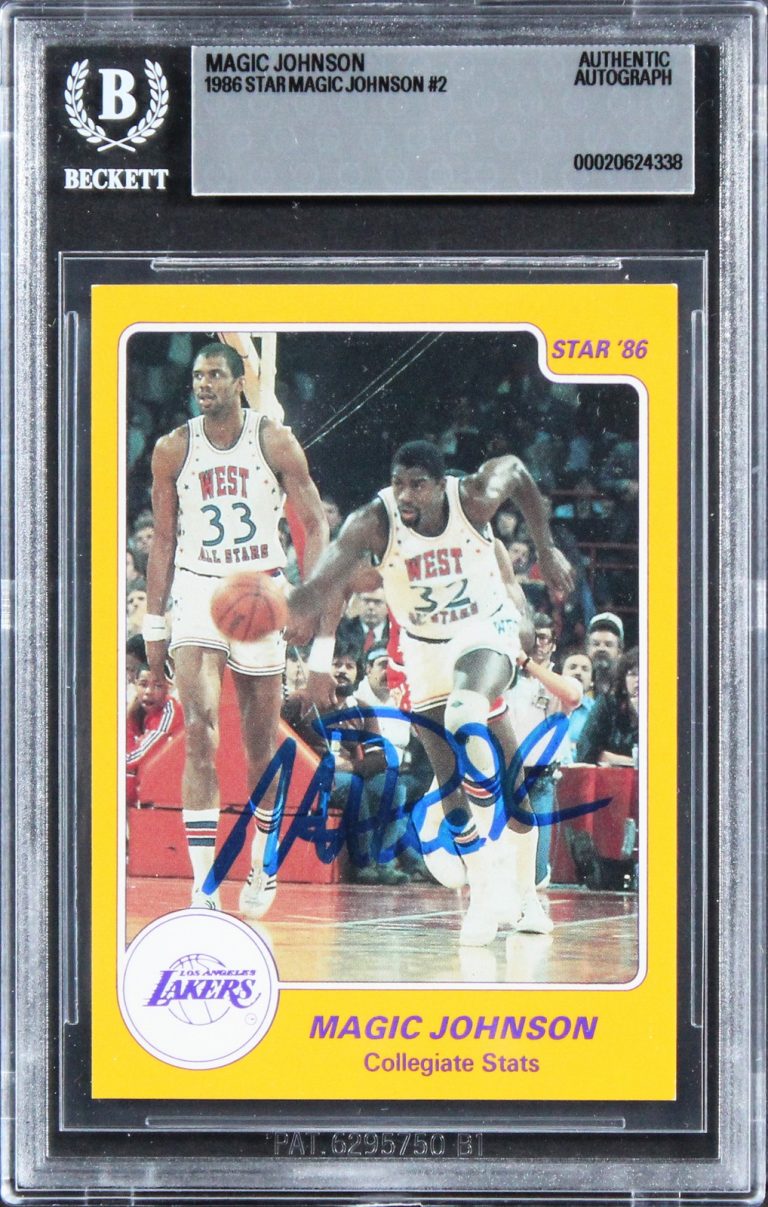 Lakers Magic Johnson Authentic Signed 1986 Star #2 Card Autographed BAS Slabbed