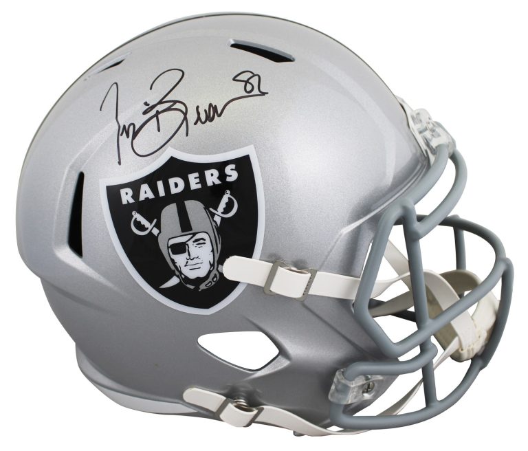Raiders Tim Brown Authentic Signed Full Size Speed Rep Helmet BAS #2W276290