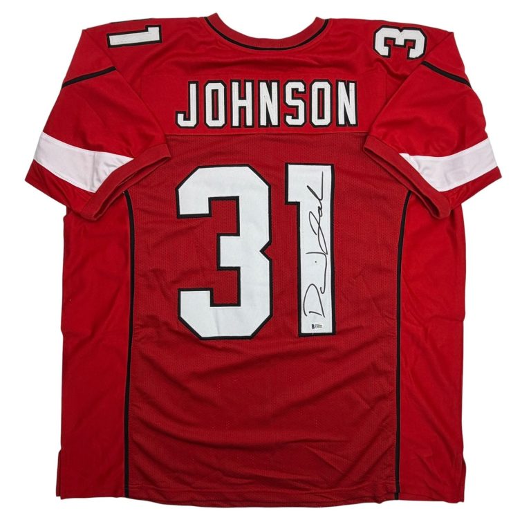 Autographed/Signed David Johnson Arizona Red Football Jersey Beckett COA