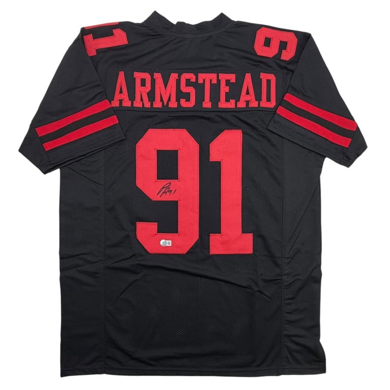 Autographed/Signed Arik Armstead San Francisco Black Jersey Beckett BAS COA