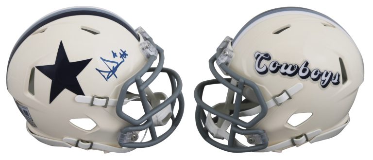 Cowboys Dak Prescott Authentic Signed Retro Speed Mini Helmet BAS Witnessed