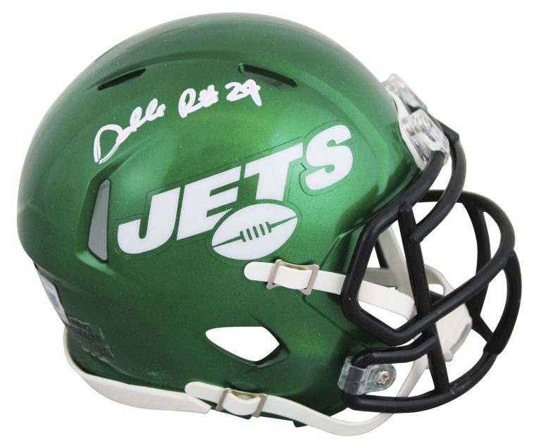 Jets Darrelle Revis Authentic Signed Speed Mini Helmet BAS Witnessed #4W919204
