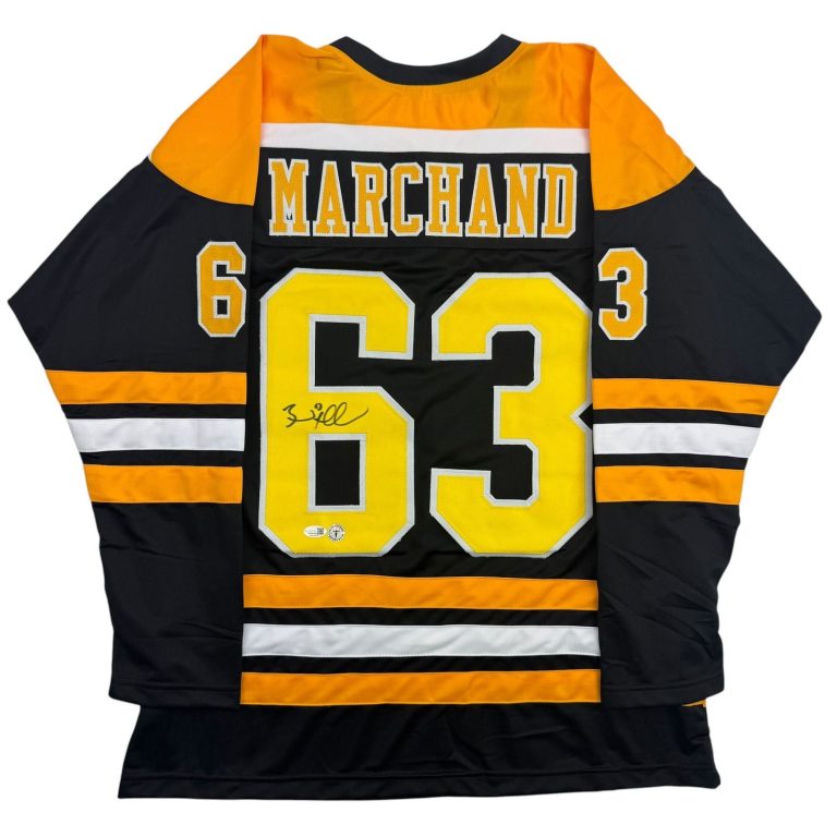 Autographed/Signed Brad Marchand Boston Black Hockey Jersey JSA COA