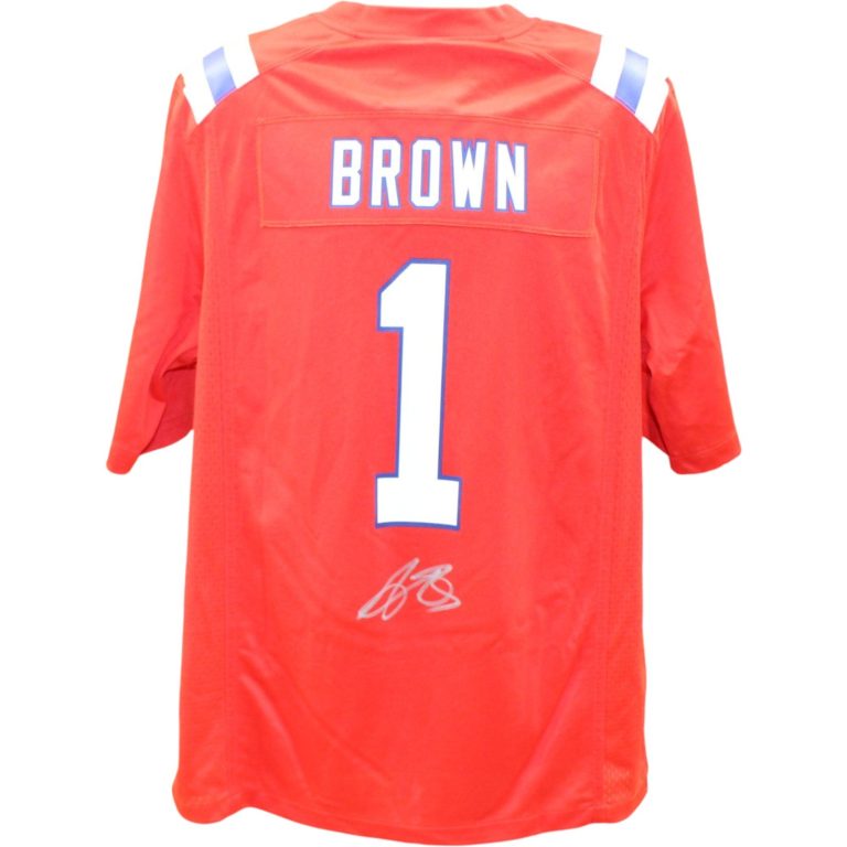 AJ Brown Autographed New England Patriots Nike Size L Jersey Beckett WIT 57963