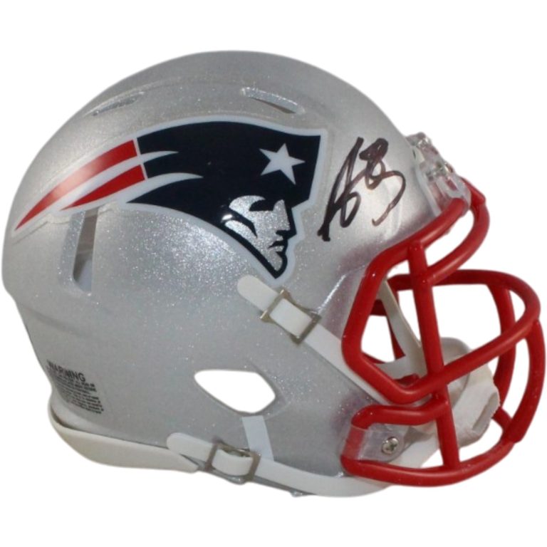 AJ Brown Autographed New England Patriots Mini Helmet Beckett Witnessed 57968