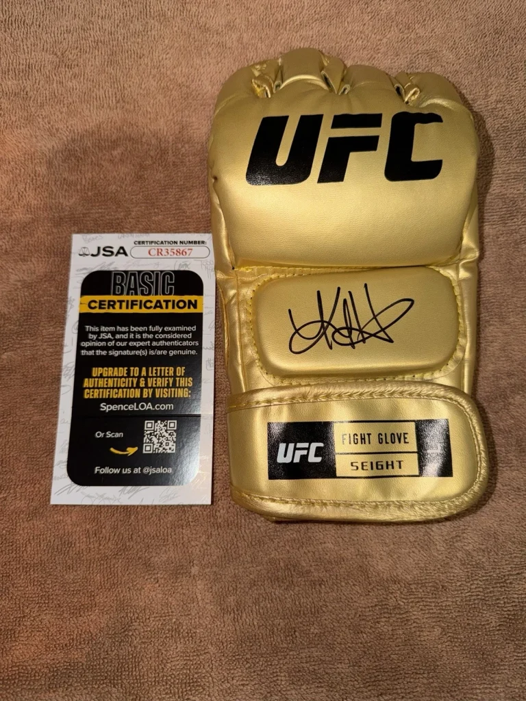 Kayla Harrison Signed Gold UFC MMA Glove UFC Legend Superstar Champ JSA Auth #2