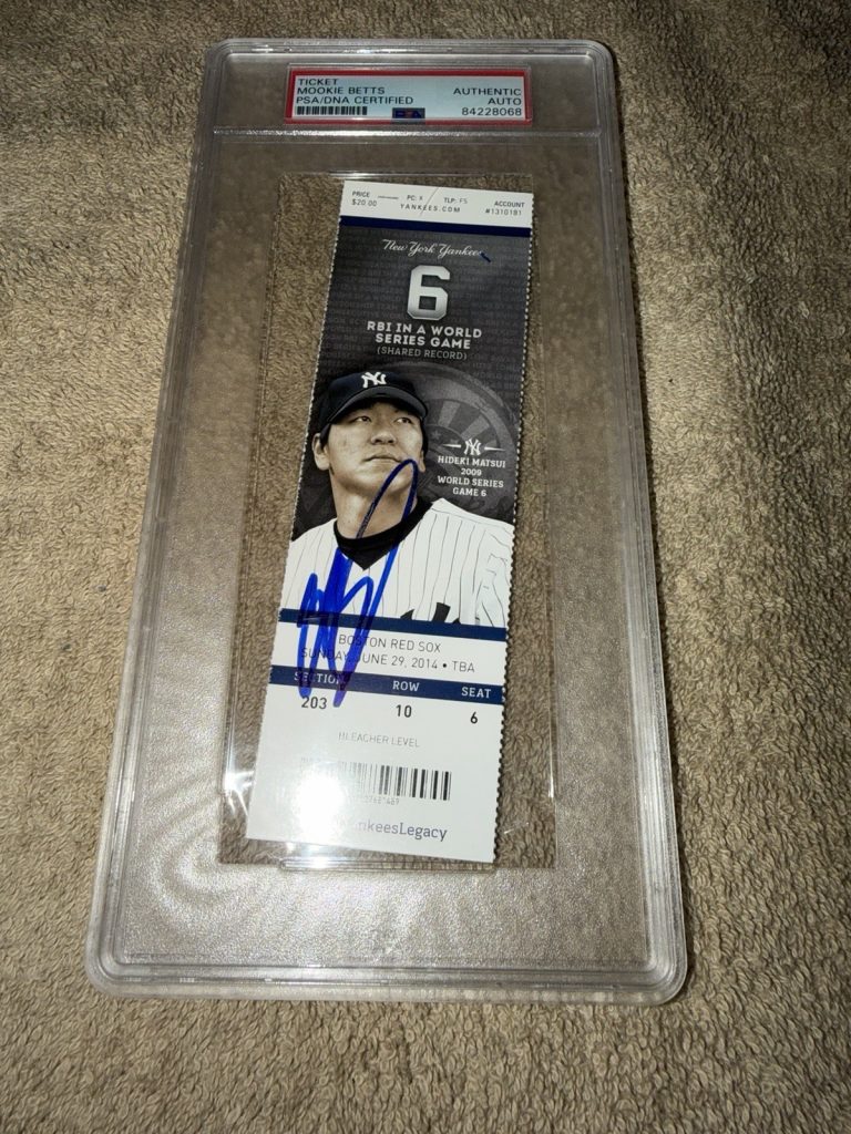 Mookie Betts Signed Official MLB Debut Ticket 6/29/2014 Red Sox Dodgers PSA/DNA