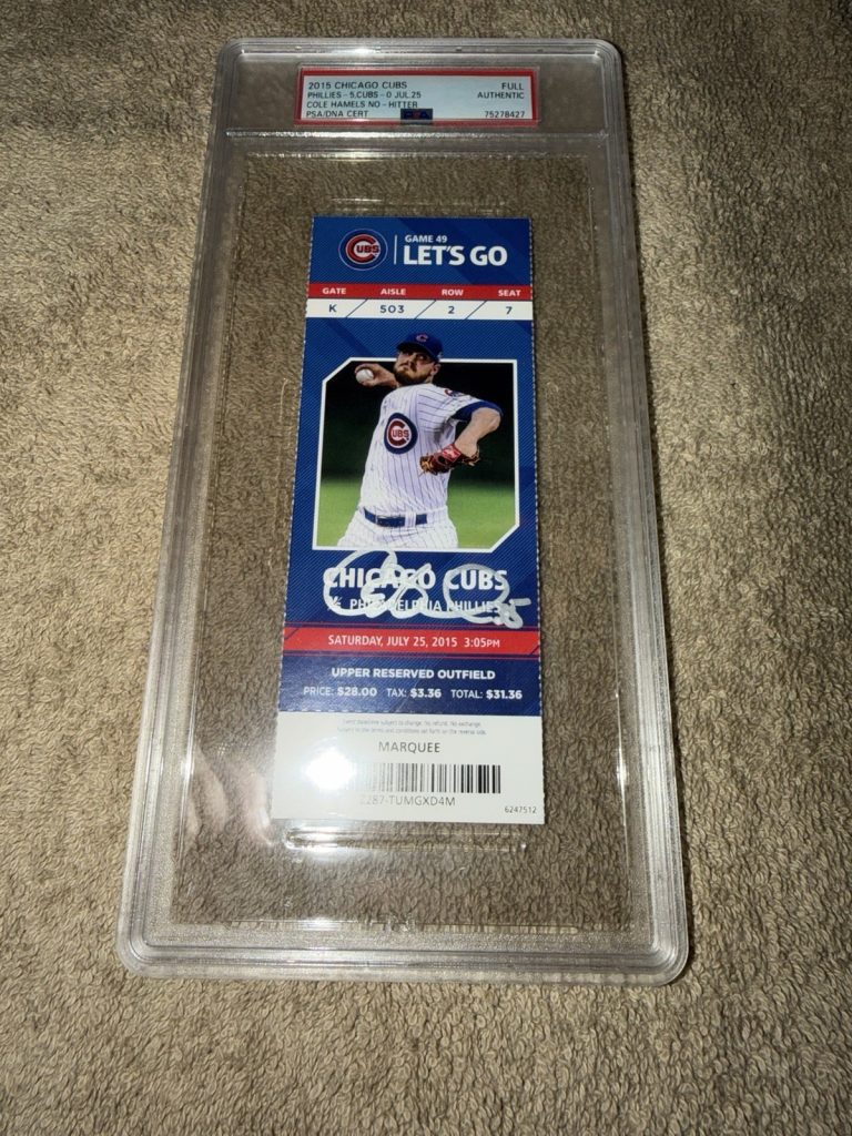 Cole Hamels Signed Official No Hitter Ticket 7/25/2015 Phillies Star PSA/DNA
