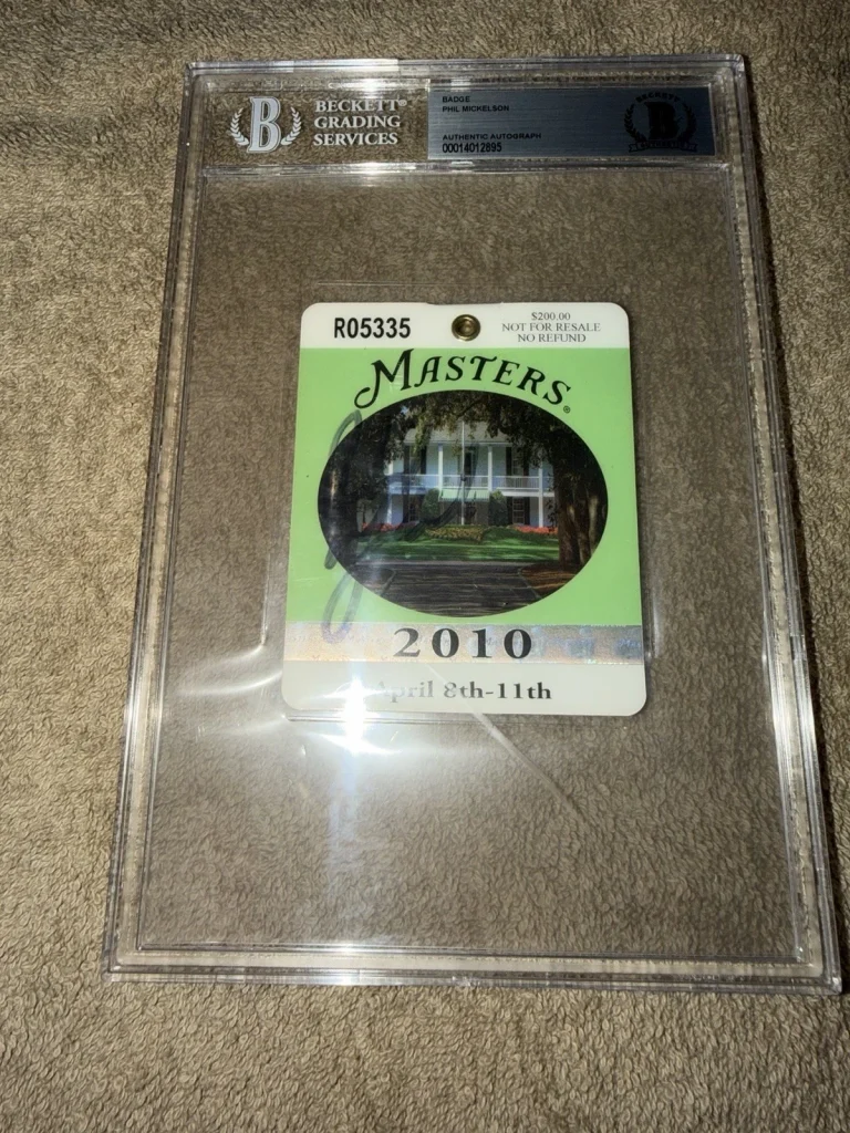 Phil Mickelson Signed Official 2010 Masters Badge 2006 Champion 3x Champ BAS