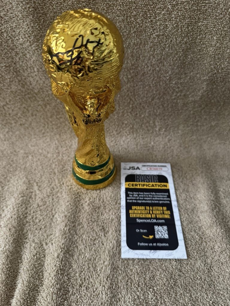 Jurgen Klinsmann Signed Replica World Cup Trophy Germany Legend JSA Auth