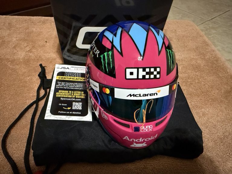 Oscar Piastri Signed Official 2025 Las Vegas GP Mini Helmet 1:2 McLaren JSA Auth
