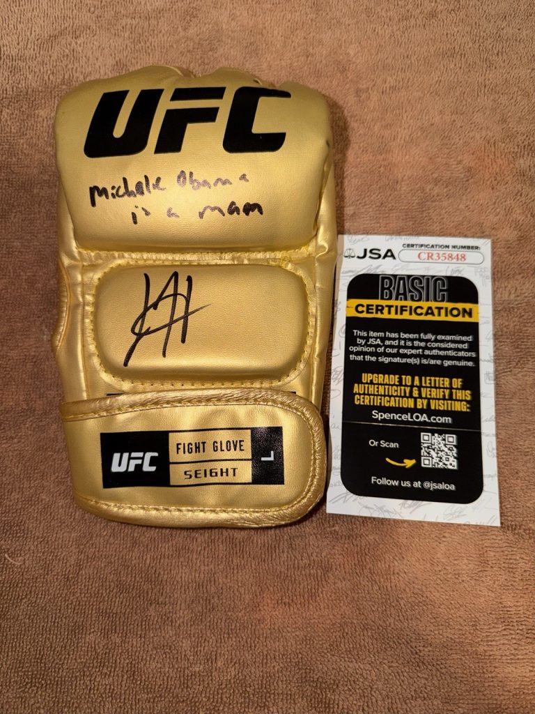 Josh Hokit Signed Gold UFC MMA Glove UFC Legend Michelle Obama JSA Auth