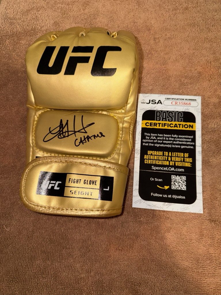 Kayla Harrison Signed Gold UFC MMA Glove UFC Legend Superstar Champ JSA Auth