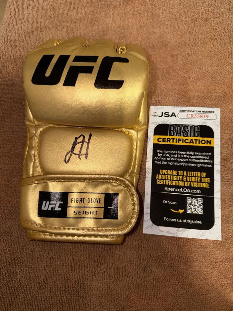 Josh Hokit Signed Gold UFC MMA Glove UFC Newest Superstar Freedom 250 JSA Auth