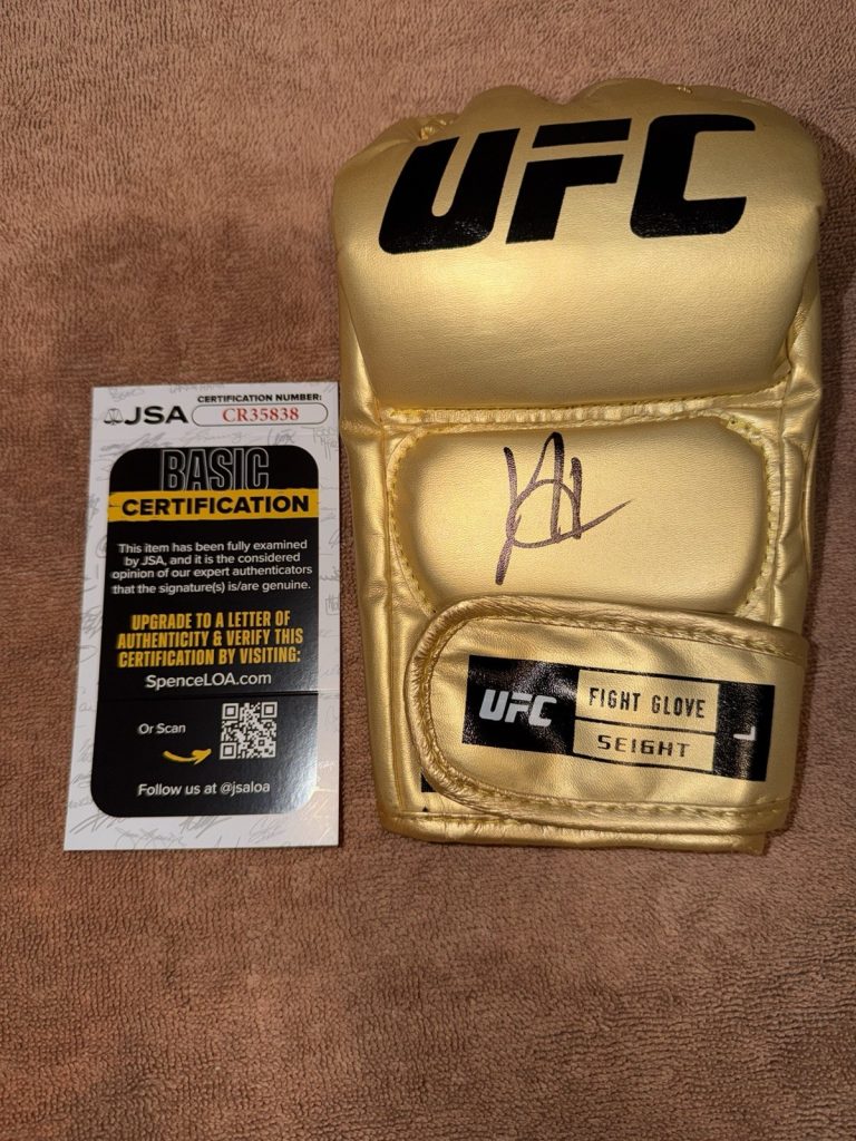 Josh Hokit Signed Gold UFC MMA Glove UFC Newest Superstar Whitehouse JSA Auth