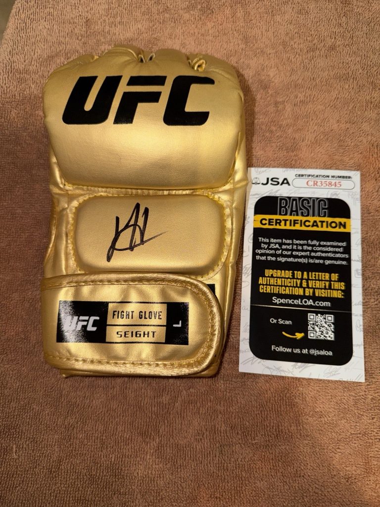 Josh Hokit Signed Gold UFC MMA Glove UFC Newest Superstar Obama JSA Auth