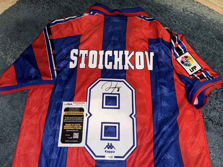 Hristo Stoichkov Signed FC Barcelona Jersey Bulgaria World Cup JSA Auth